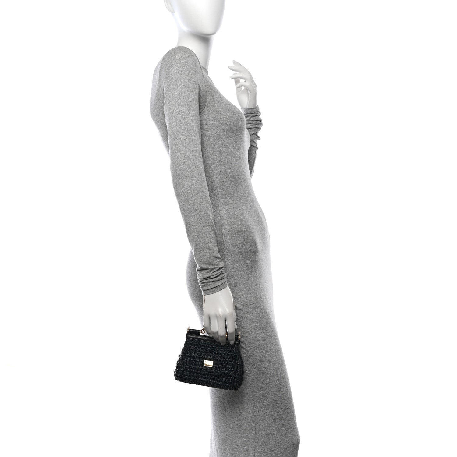 Dolce & Gabbana Raffia Crochet Micro Miss Sicily Satchel Black 2 of 12