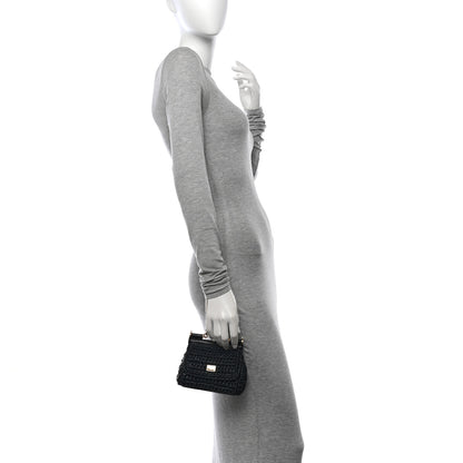 Dolce & Gabbana Raffia Crochet Micro Miss Sicily Satchel Black 2 of 12