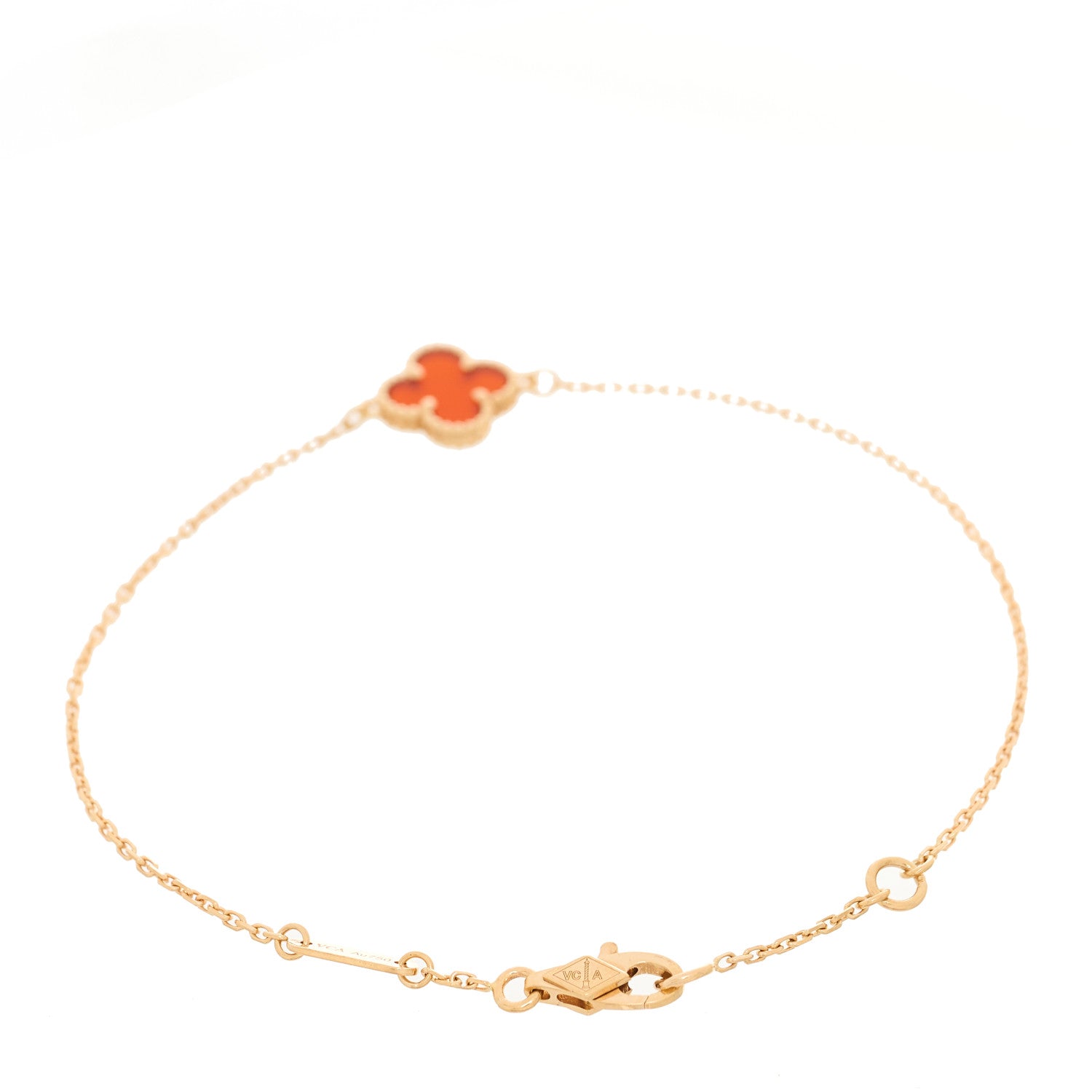 Van Cleef & Arpels 18K Rose Gold Carnelian Sweet Alhambra Bracelet 2 of 5