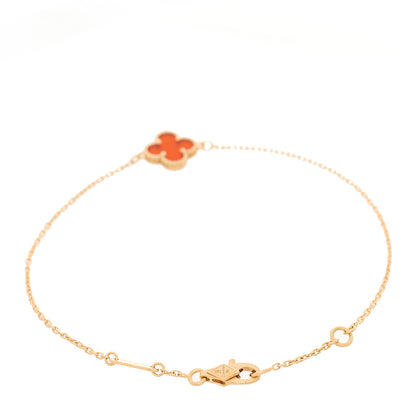 Van Cleef & Arpels 18K Rose Gold Carnelian Sweet Alhambra Bracelet 2 of 5