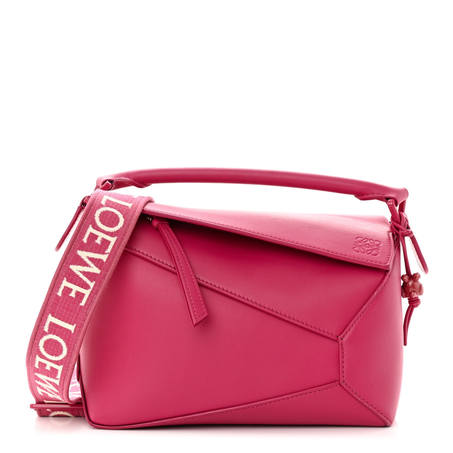 Satin Calfskin Monochrome Small Puzzle Edge Bag Ruby Red Glaze
