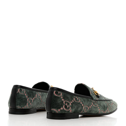 Gucci Velvet Malaga Kid GG Monogram Horsebit Womens Jordaan Loafers 36 Avio Dusty Pink Black 4 of 10