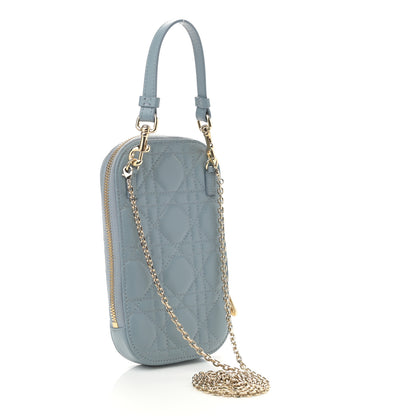Christian Dior Lambskin Cannage Lady Dior Phone Holder Cloud Blue 3 of 8