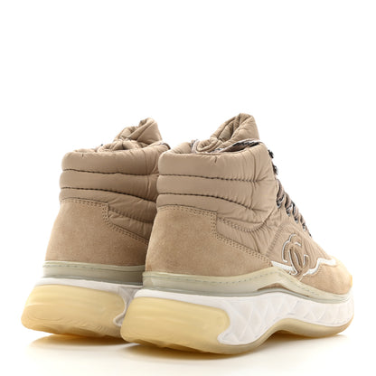 Chanel Fabric Suede Womens CC Sneakers 35.5 Beige 4 of 9