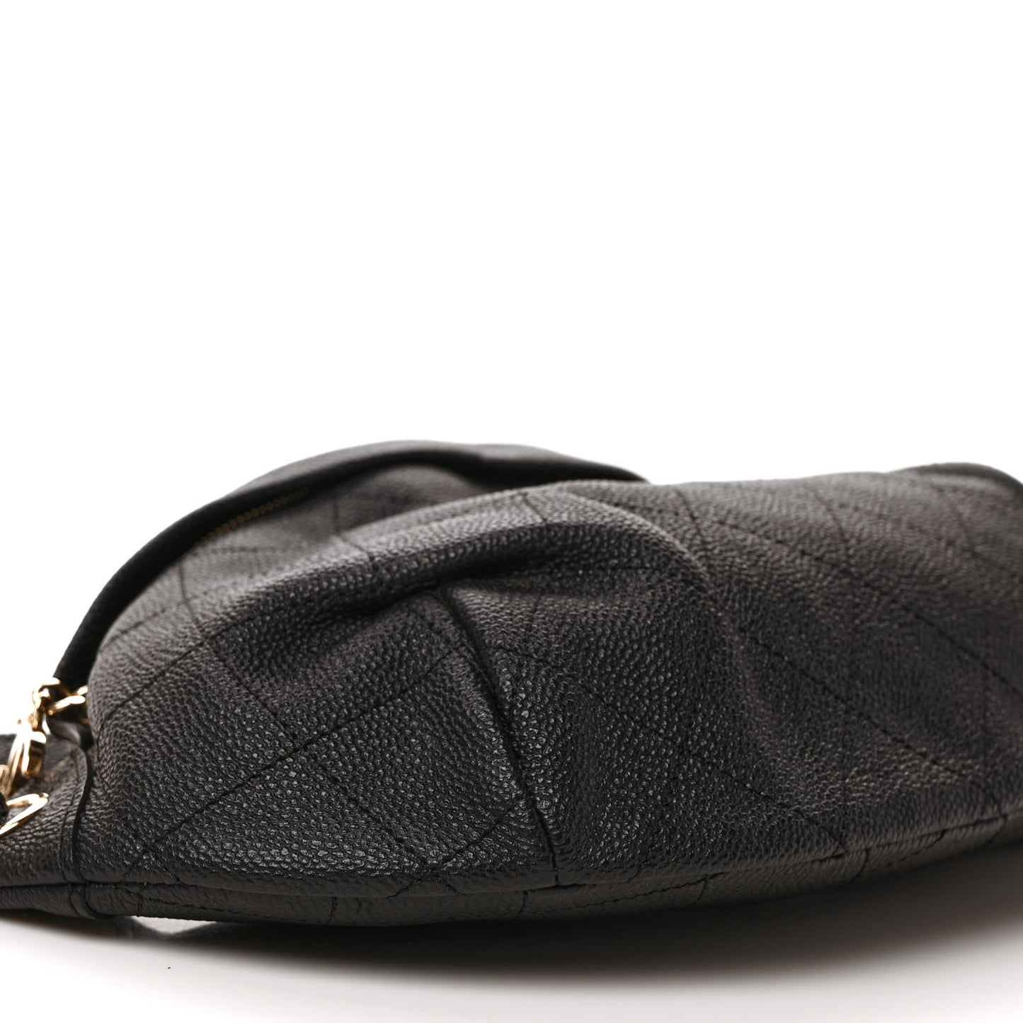 Caviar Stitched Banane Waist Bag Fanny Pack Black