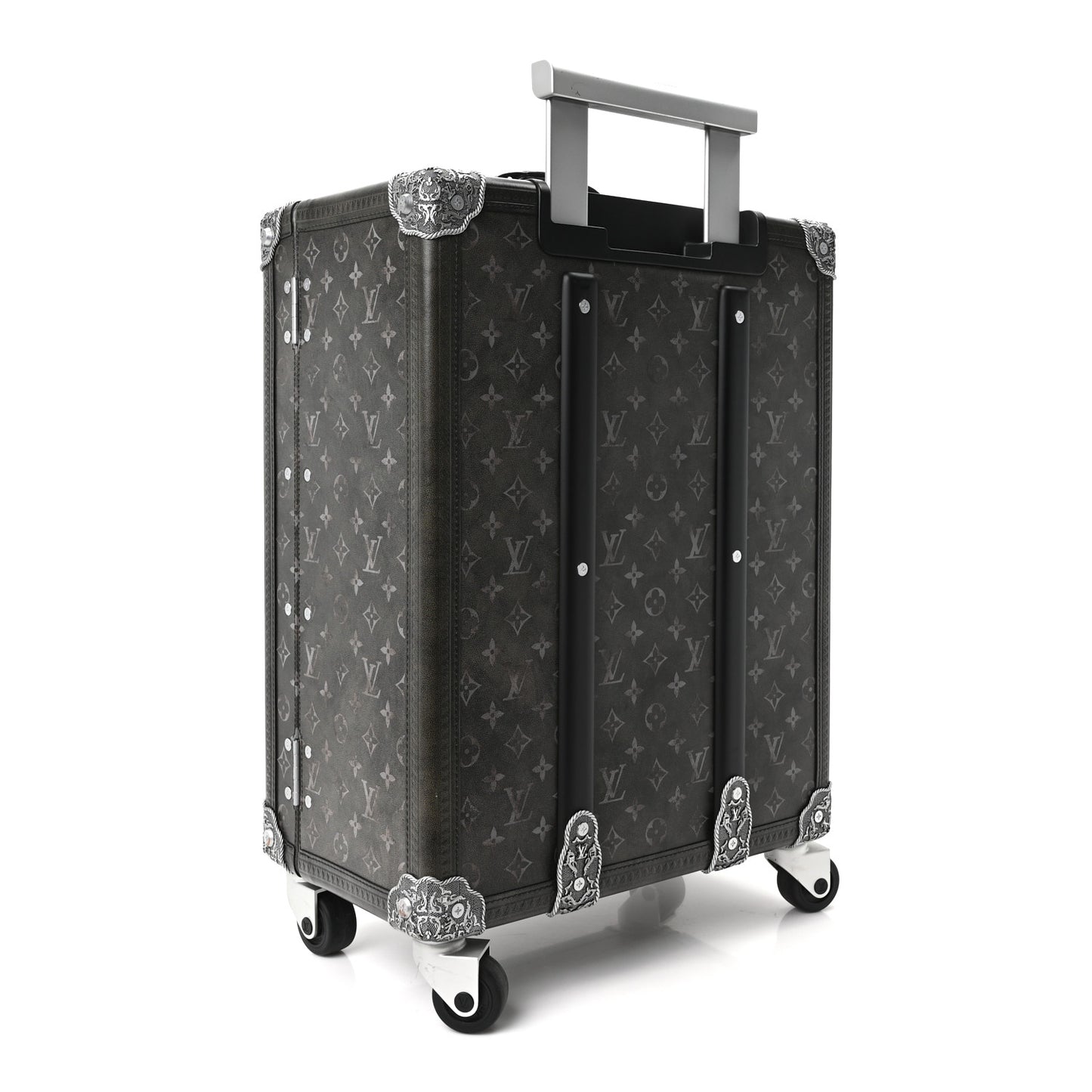 Brushed Monogram Rolling Trunk Black
