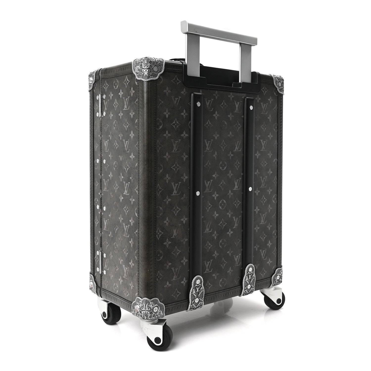 Louis Vuitton Brushed Monogram Rolling Trunk Black 2 of 8