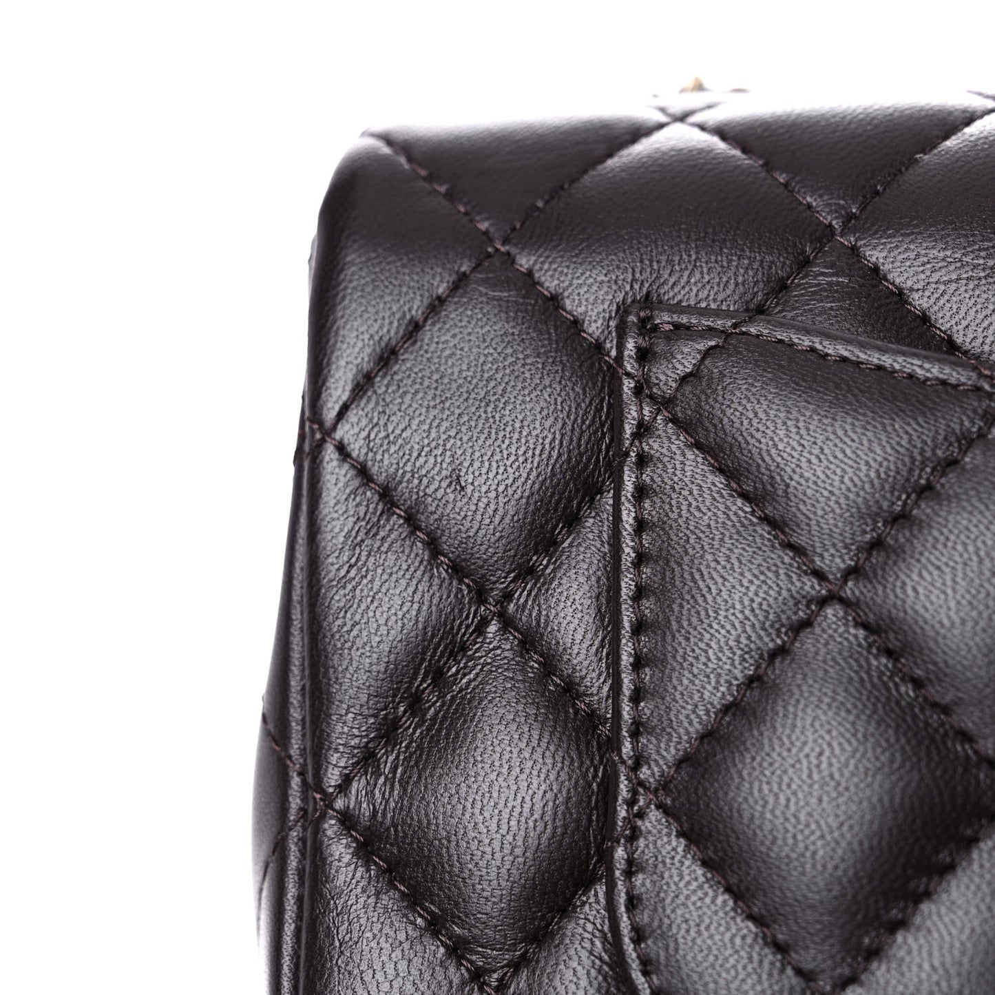 Lambskin Quilted Mini Rectangular Flap Dark Brown