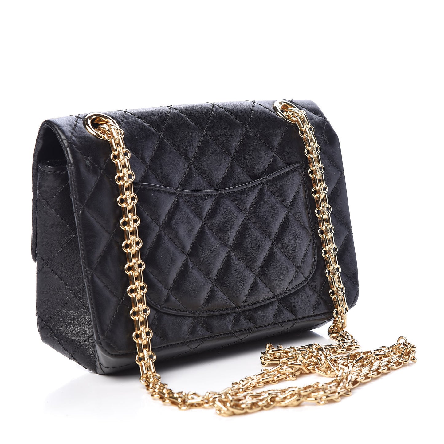 Aged Calfskin Quilted 2.55 Reissue Mini Flap Black