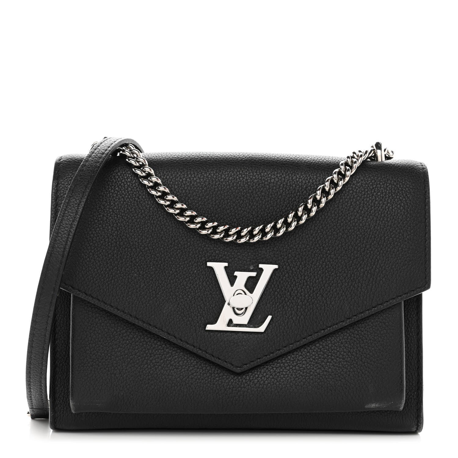 Louis Vuitton Soft Calfskin Mylockme Chain Bag BB Black 1 of 14