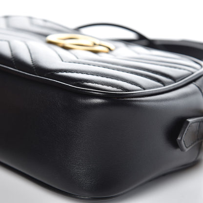 Gucci Calfskin Matelasse Small GG Marmont Chain Shoulder Bag Black 9 of 11