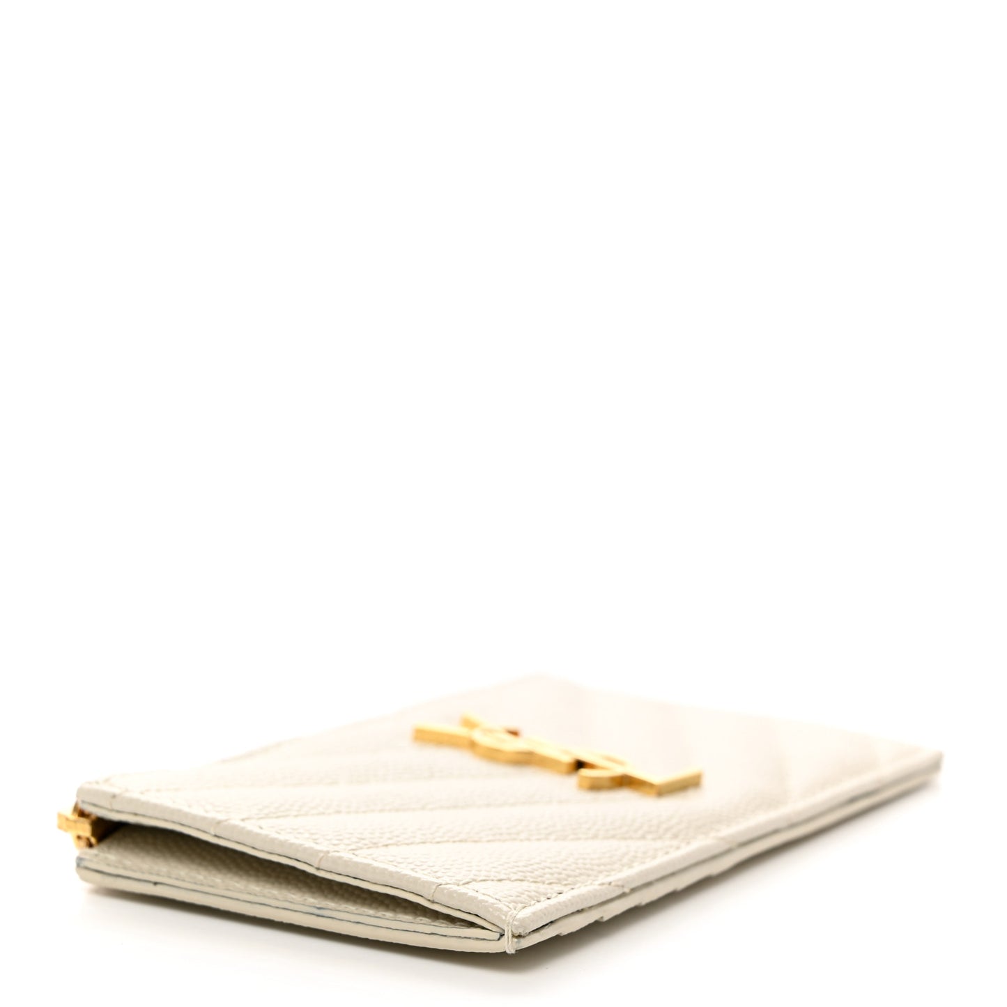 Grain De Poudre Matelasse Chevron Monogram Fragments Zippered Card Case Crema Soft