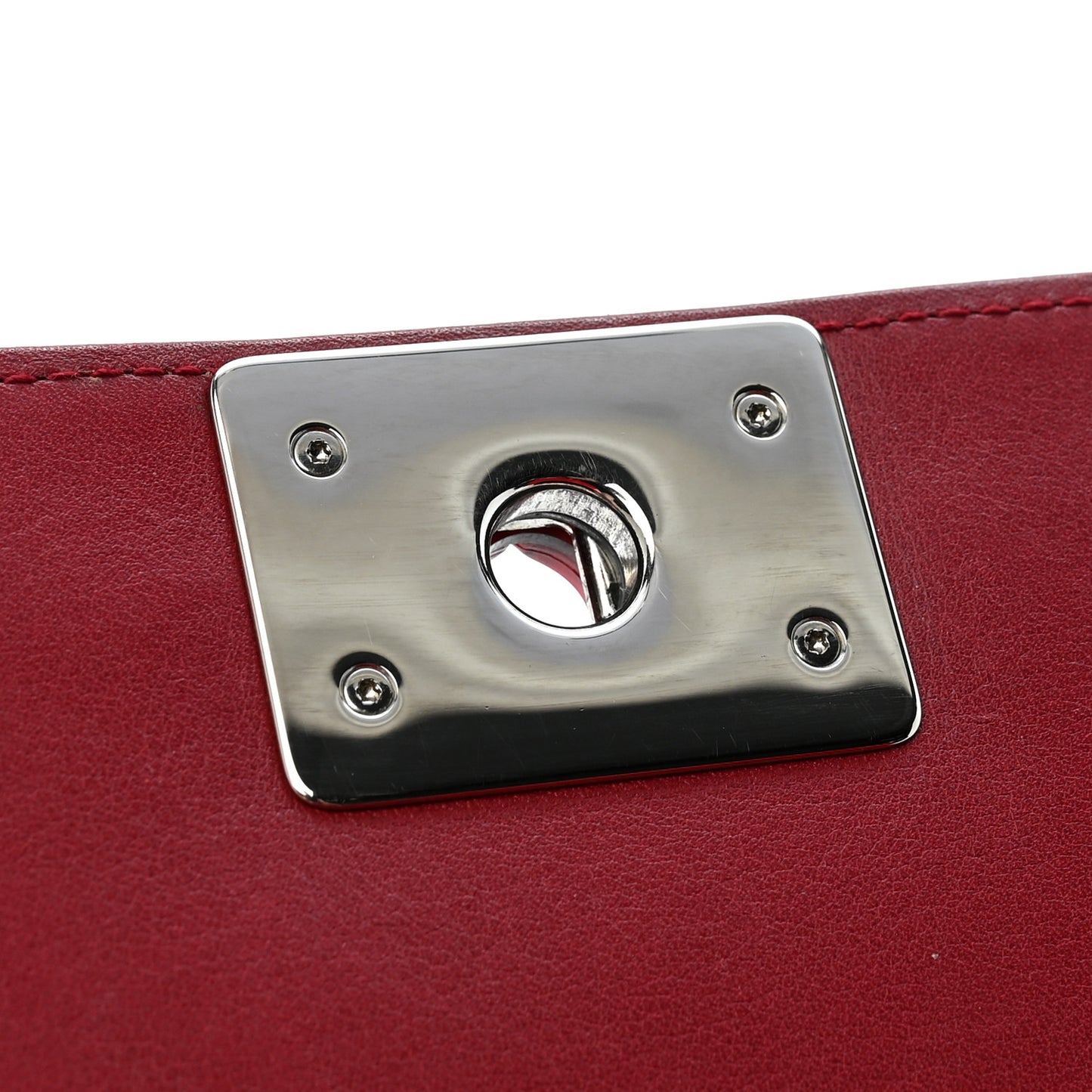 Patent Calfskin Quilted Medium Plexiglass Boy Flap Red