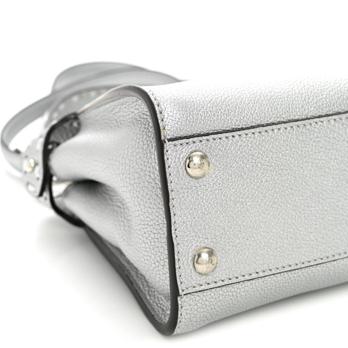 Fendi Cuoio Romano Lux Selleria Mini Peekaboo Iconic Satchel Argento 9 of 10