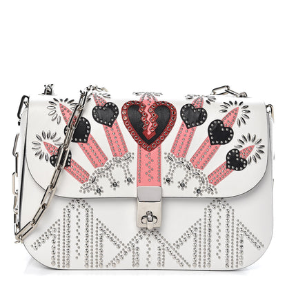 Valentino Garavani Vitello Loveblade Embellished Chain Flap Bag White 1 of 8