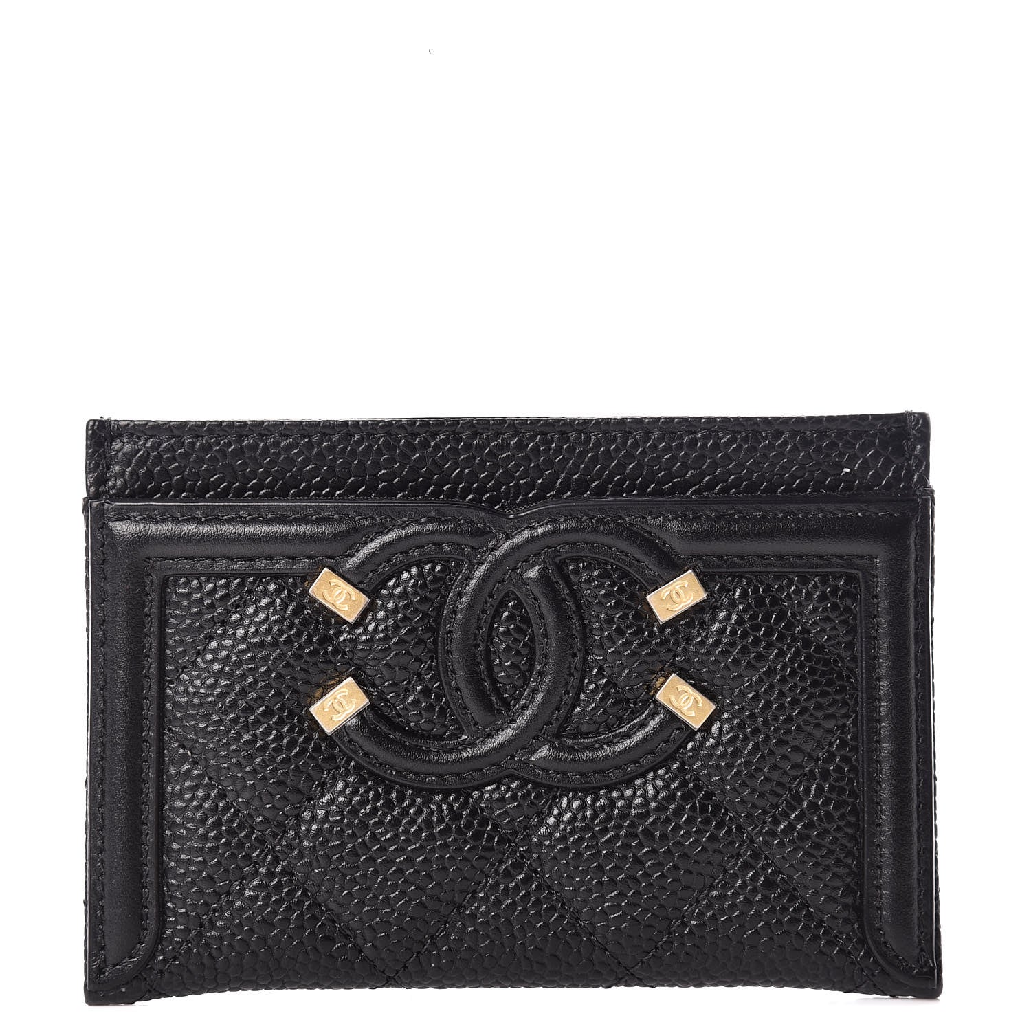 Chanel Caviar Quilted Filigree Card Holder Black 1 of 10