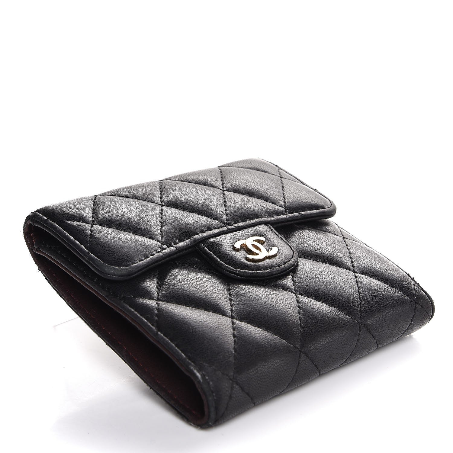 Chanel Lambskin Quilted Small Compact Wallet Black 4 of 8
