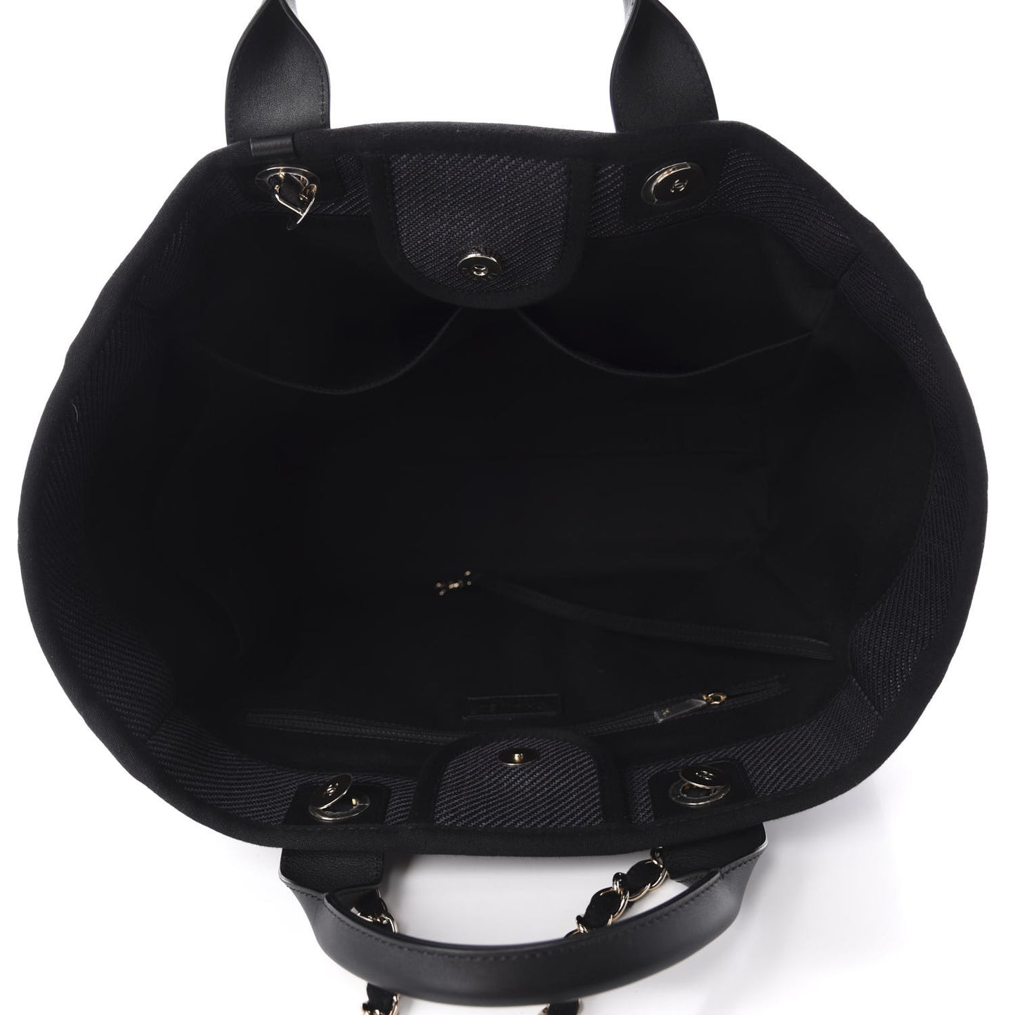 Mixed Fibers Calfskin Medium Deauville Tote Black