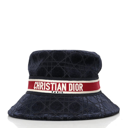 Christian Dior Velvet Cannage Bob Bucket Hat 57 Blue 1 of 6