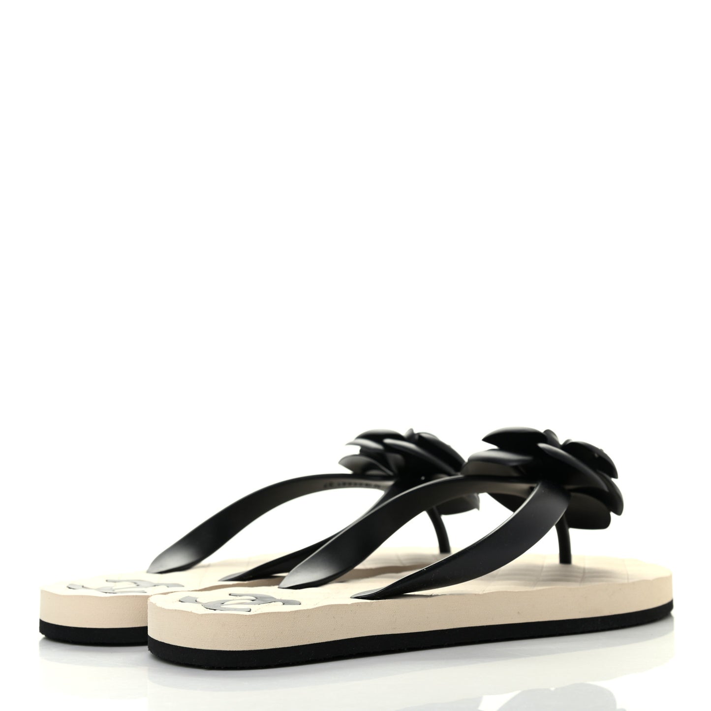PVC Camellia Thong Sandals 37 Black