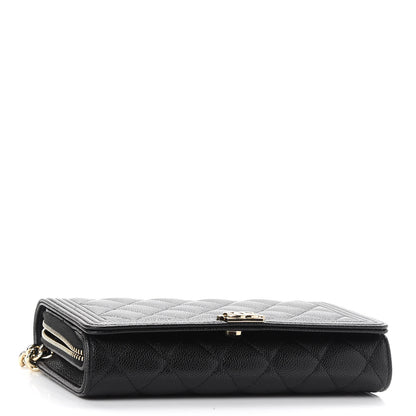 Chanel Caviar Quilted Boy Phone Holder Wallet On Chain Black 5 of 10