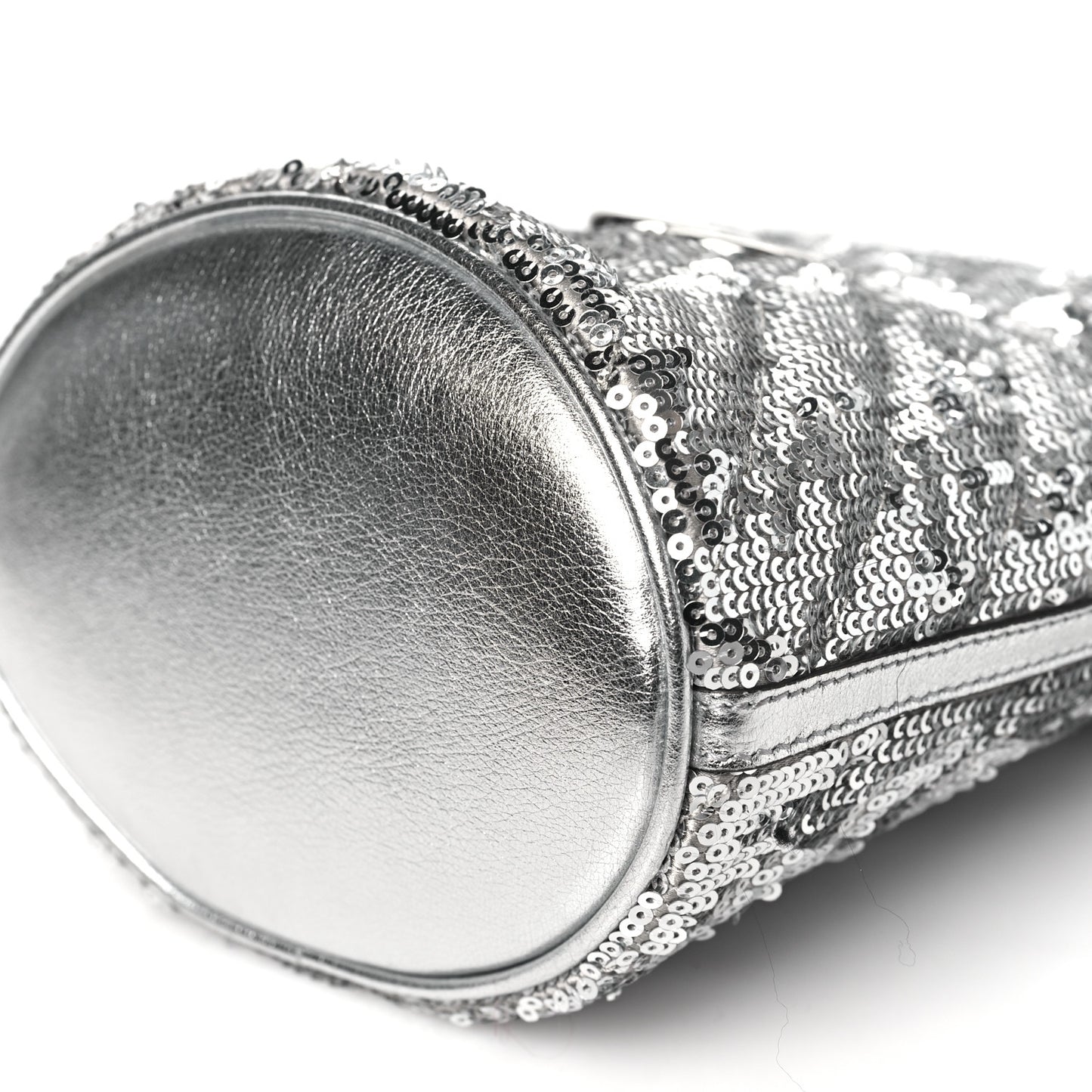 Sequin Mini GG Marmont 2.0 Bucket Bag Silver