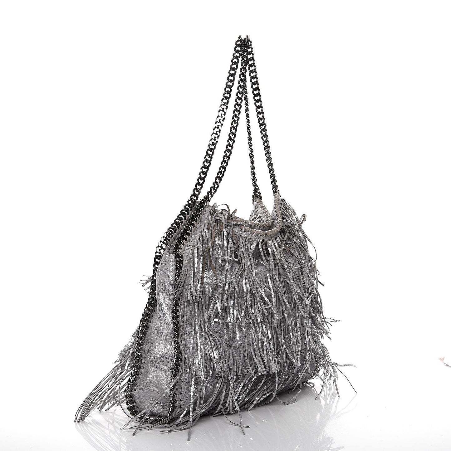Eco Suede Fringe Falabella Tote Platinum