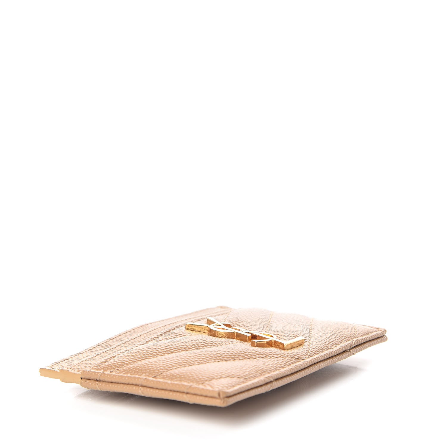 Saint Laurent Grain De Poudre Matelasse Chevron Monogram Credit Card Case Cork 3 of 10