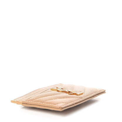Saint Laurent Grain De Poudre Matelasse Chevron Monogram Credit Card Case Cork 3 of 10