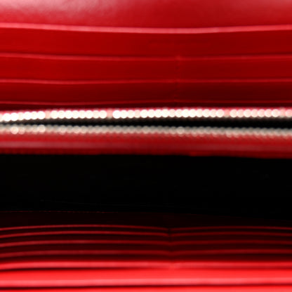 Saint Laurent Calfskin Crocodile Embossed Monogram Chain Wallet New Red 5 of 11