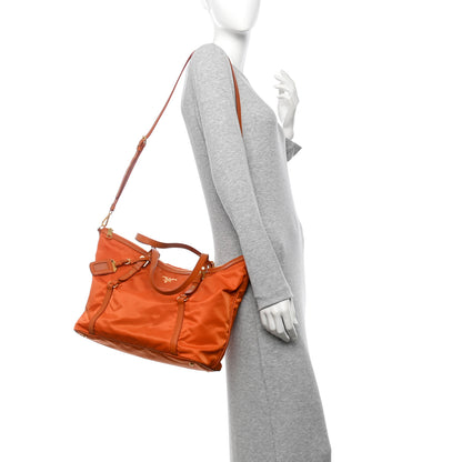 Prada Tessuto Nylon Saffiano Tote Papaya 2 of 10