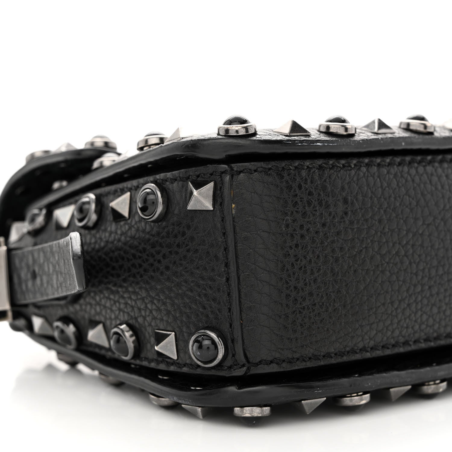 Valentino Garavani Pebbled Calfskin Rockstud Rolling Flip Lock Crossbody Bag Black 9 of 13