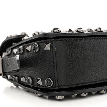 Valentino Garavani Pebbled Calfskin Rockstud Rolling Flip Lock Crossbody Bag Black 9 of 13