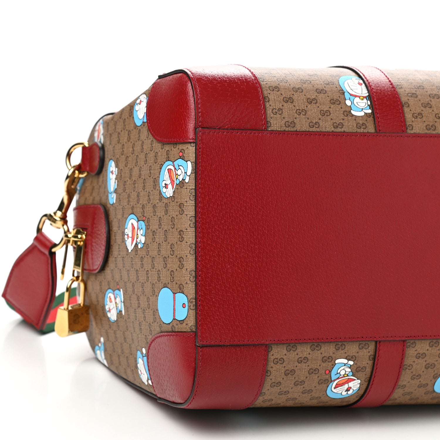Gucci X DORAEMON Mini Vintage GG Supreme Monogram Web Duffle Travel Bag Beige Cherry Red 8 of 9