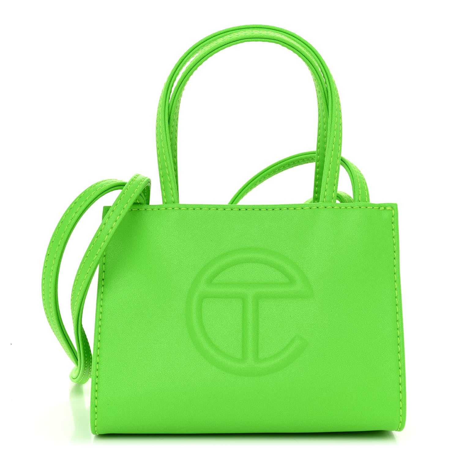Telfar Vegan Leather Small Shopping Bag Highlighter Green 1 of 9