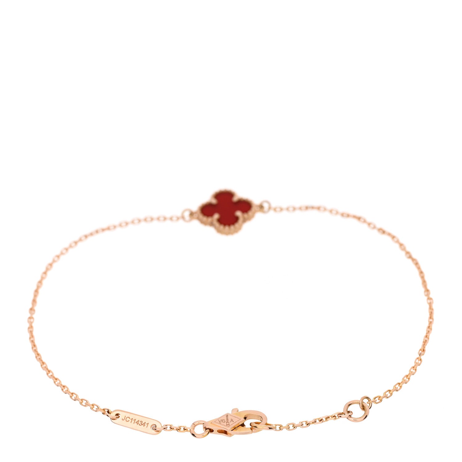 Van Cleef & Arpels 18K Rose Gold Carnelian Sweet Alhambra Bracelet 2 of 5