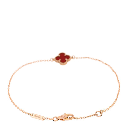 Van Cleef & Arpels 18K Rose Gold Carnelian Sweet Alhambra Bracelet 2 of 5