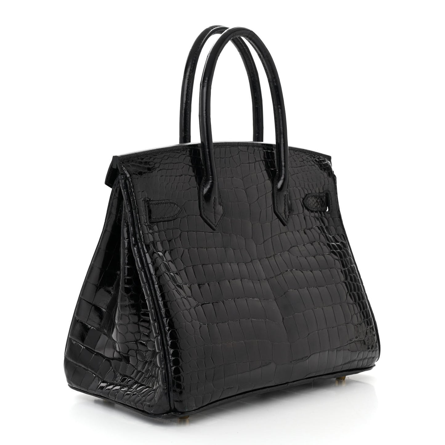 Shiny Porosus Crocodile Birkin 30 Black