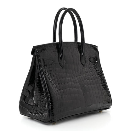 Hermes Shiny Porosus Crocodile Birkin 30 Black 3 of 11