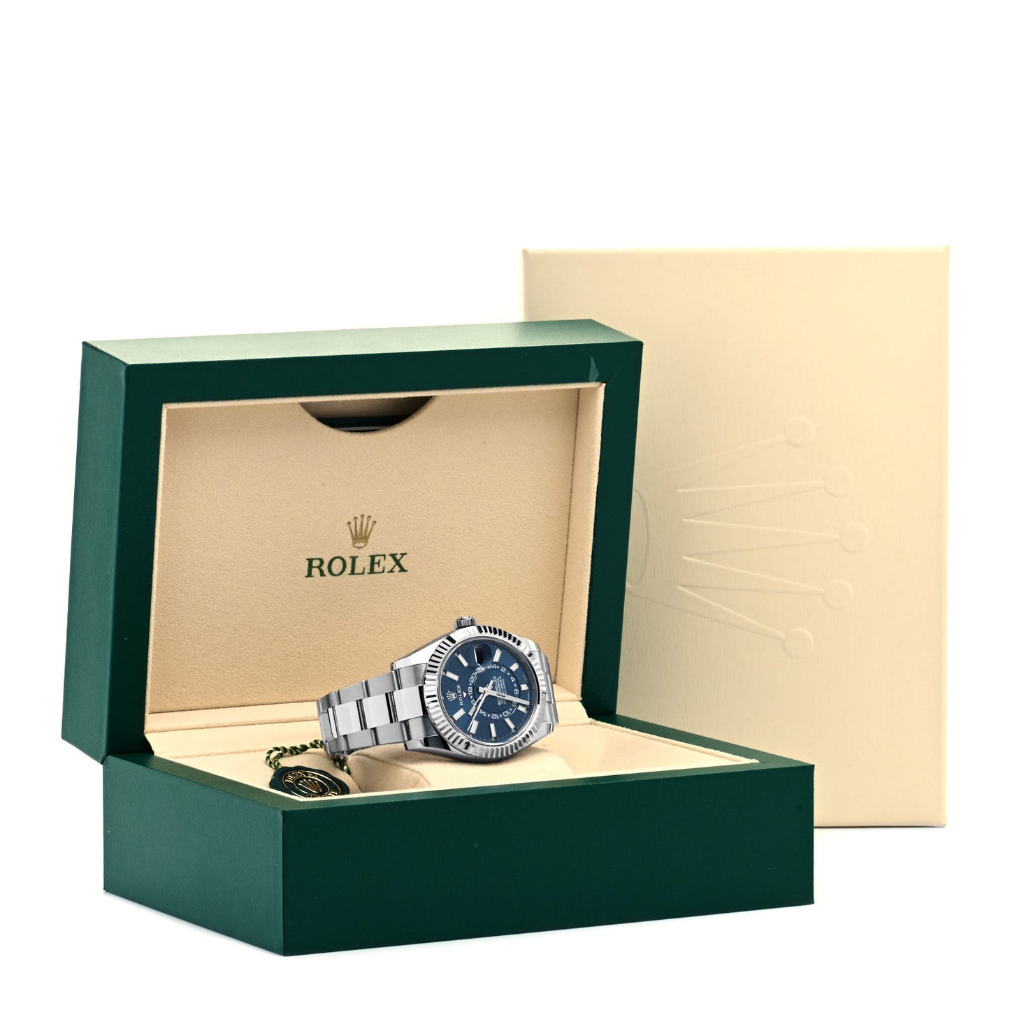 Stainless Steel 18K White Gold 42mm Oyster Perpetual Sky-Dweller Watch Bright Blue 326934