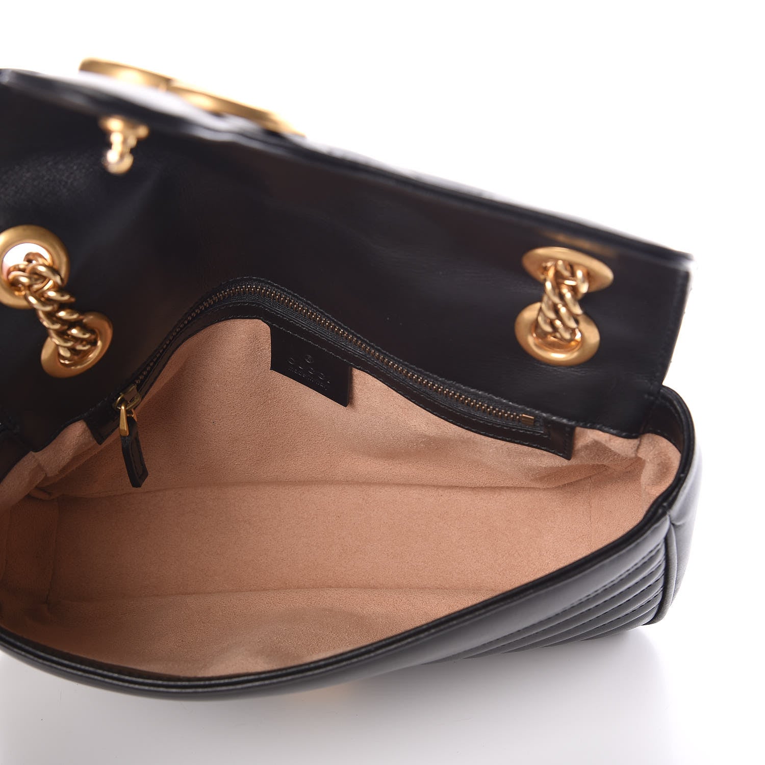 Gucci Calfskin Matelasse Small GG Marmont Shoulder Bag Black 5 of 9