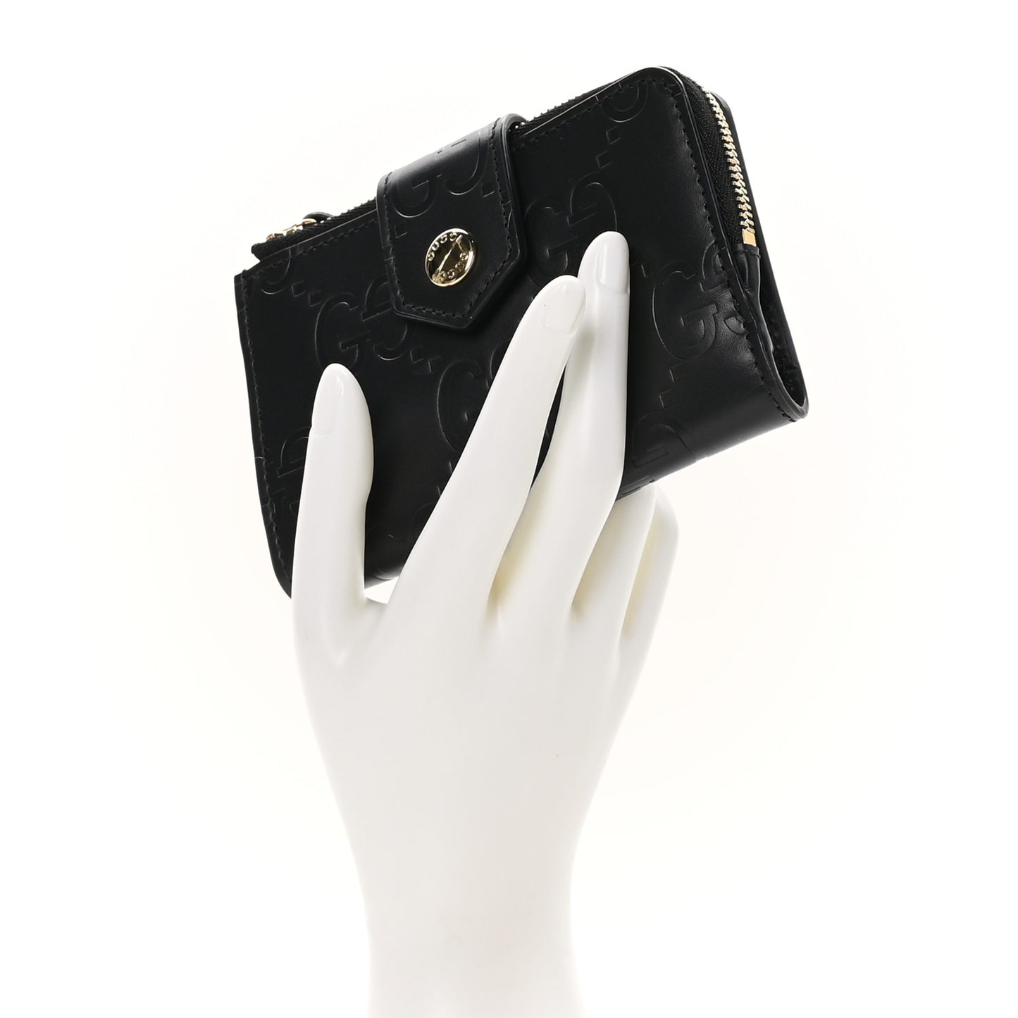 Piuma Calfskin Jumbo GG Embossed Medium Wallet Black