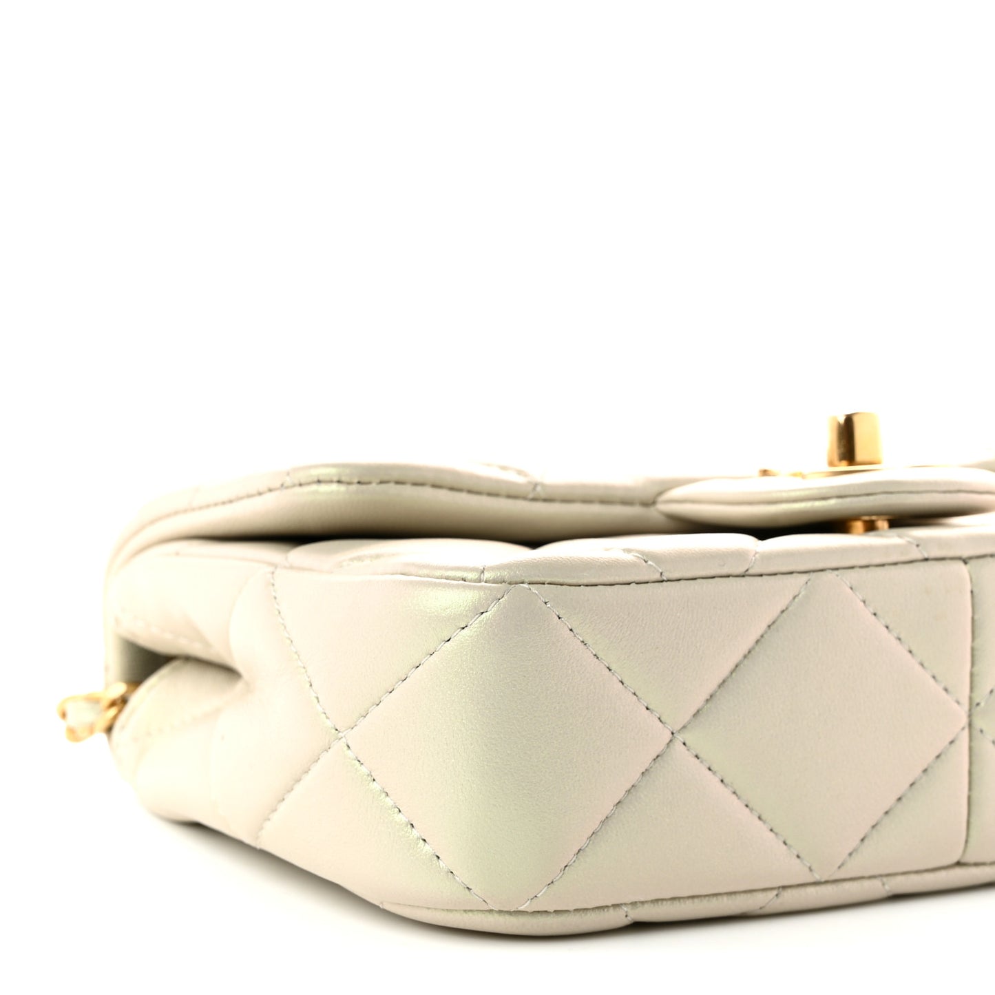 Pearly Lambskin Pearl Quilted Mini Flap Ivory
