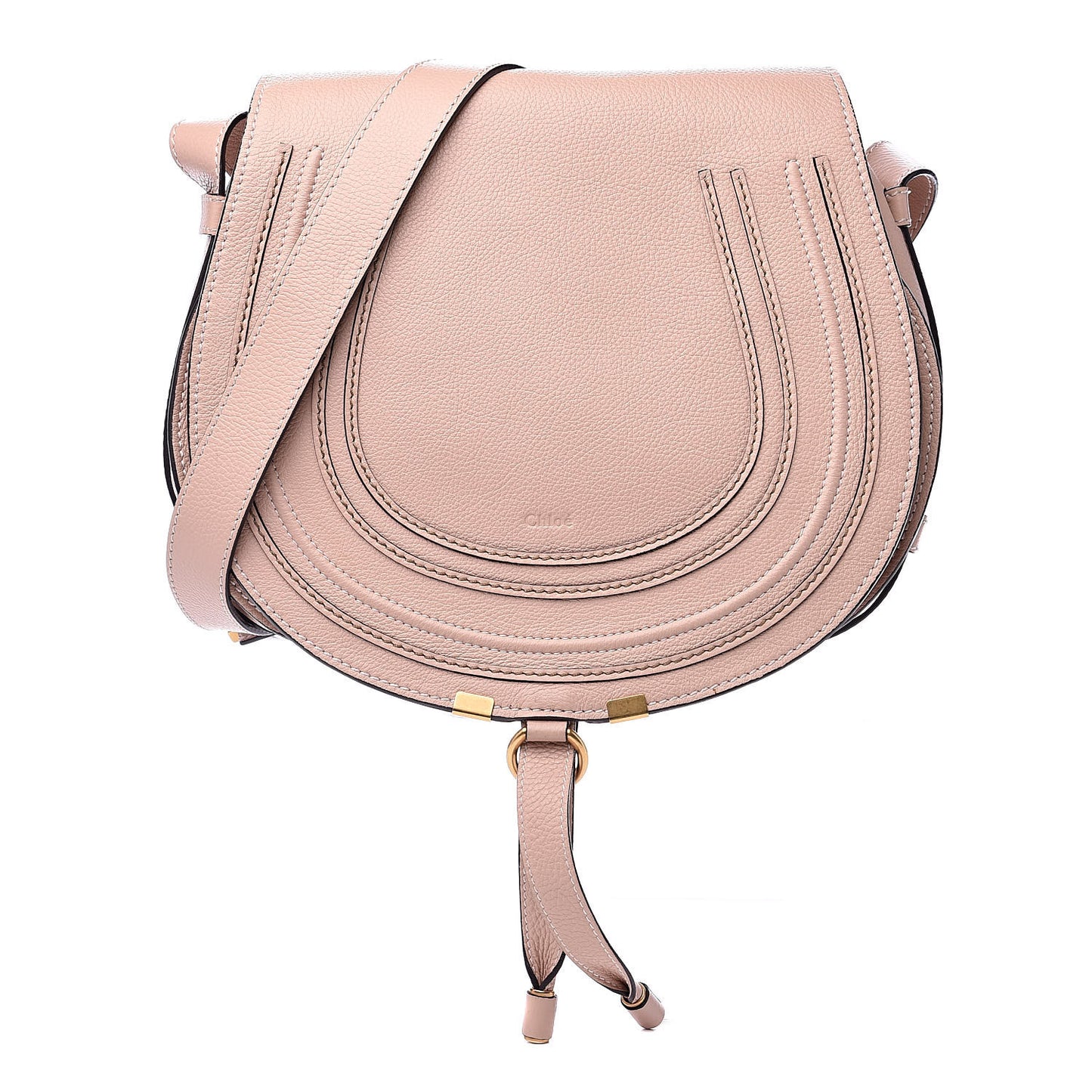 Calfskin Medium Marcie Round Crossbody Bag Blush Nude