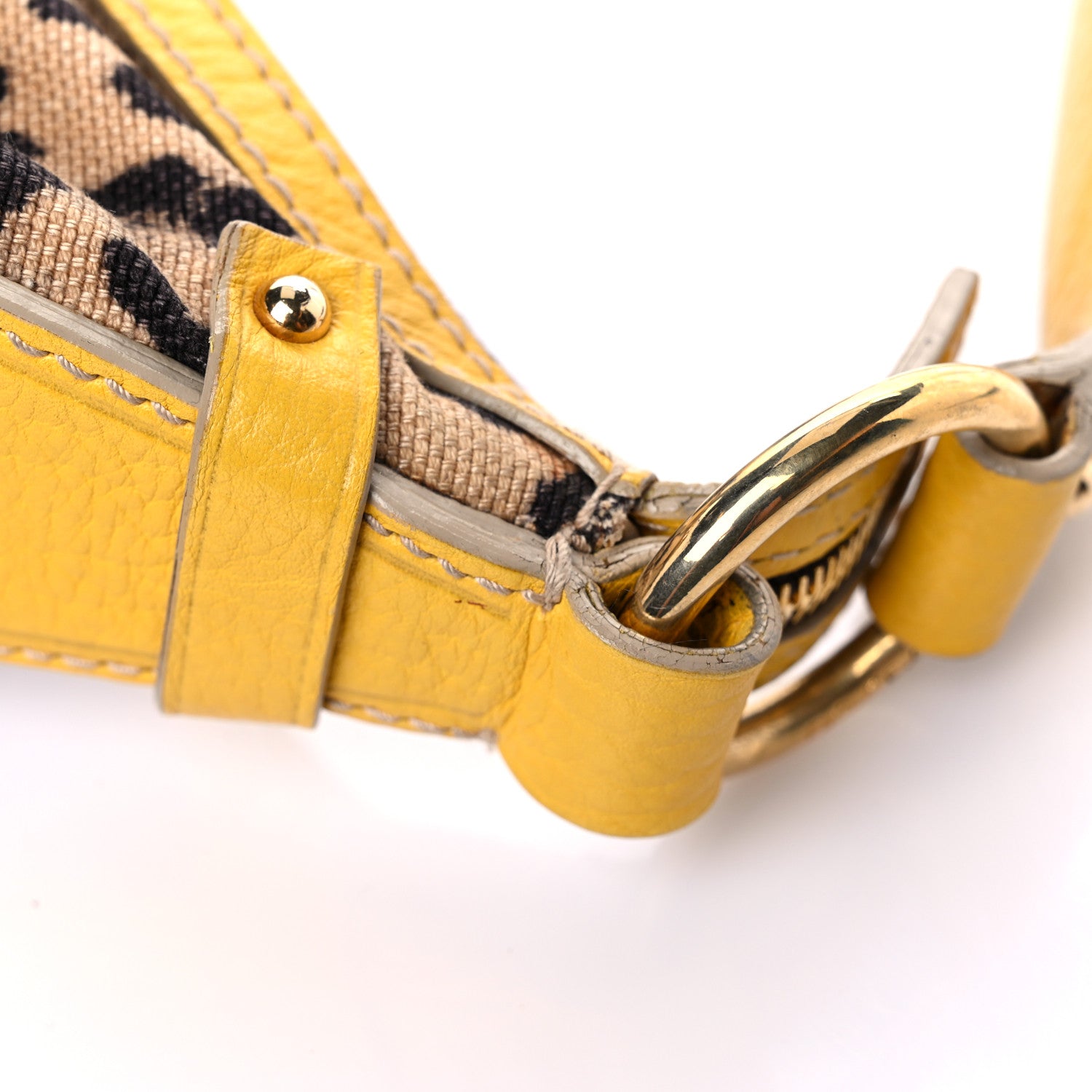 Dolce & Gabbana Calfskin Canvas Leopard Print Animalier Shoulder Bag Yellow 19 of 23