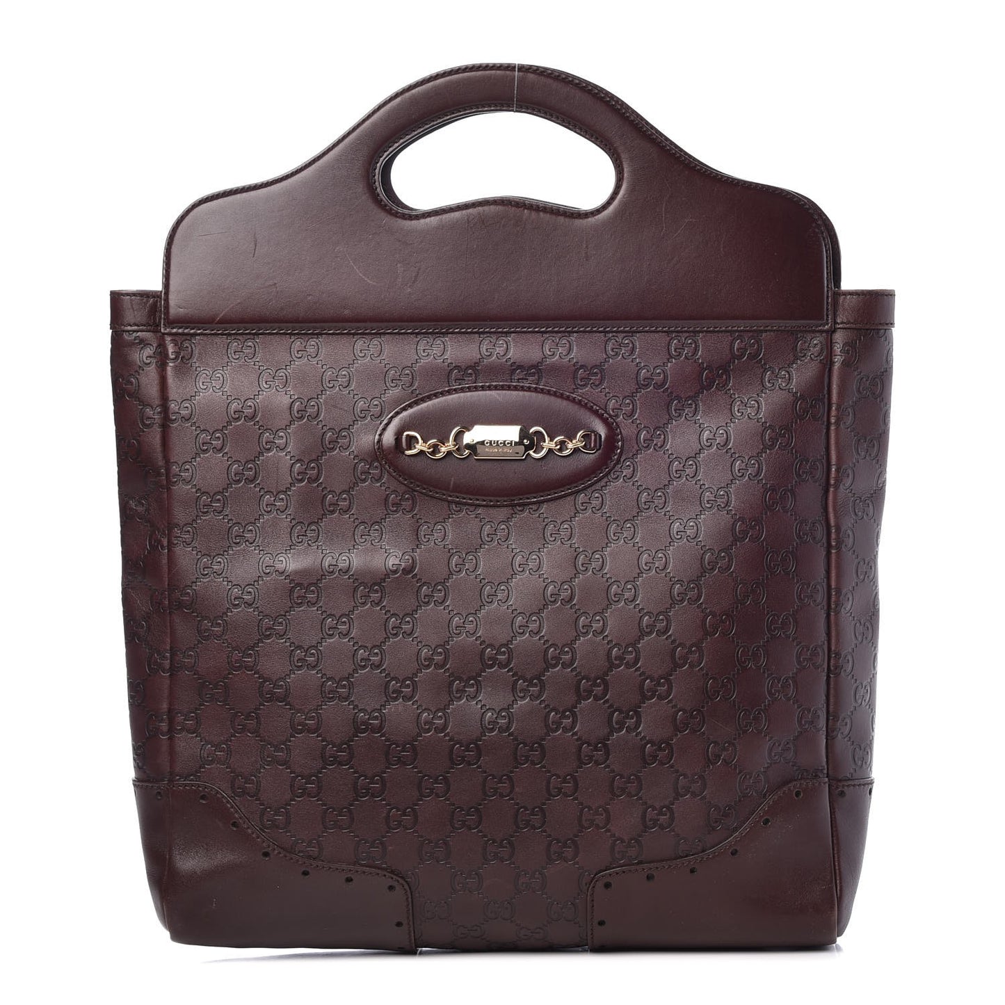Guccissima Large Punch Top Handle Tote Dark Brown