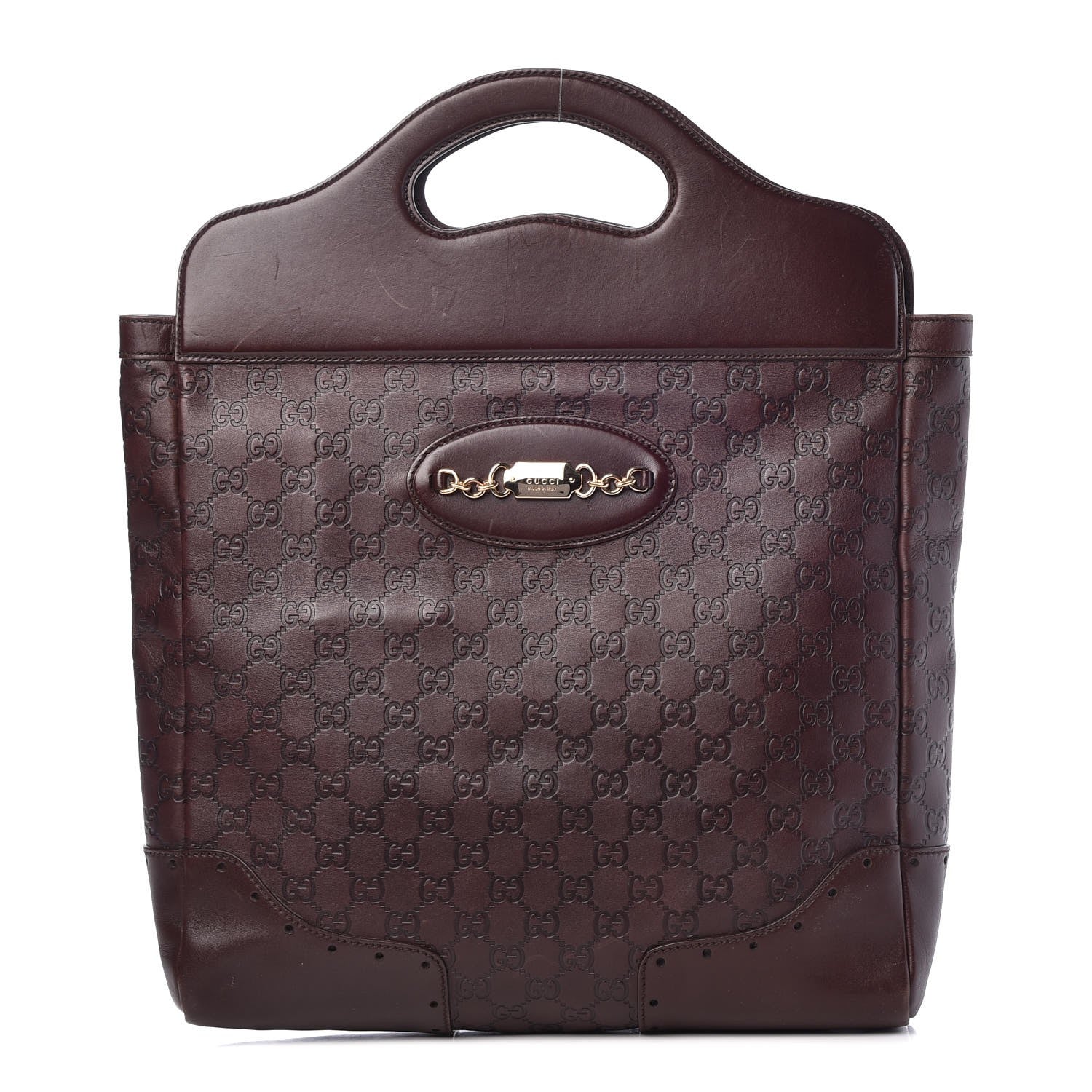 Gucci Guccissima Large Punch Top Handle Tote Dark Brown 1 of 15