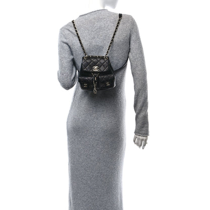 Chanel Shiny Caviar Quilted Small Duma Pockets Drawstring Backpack Black 3 of 10