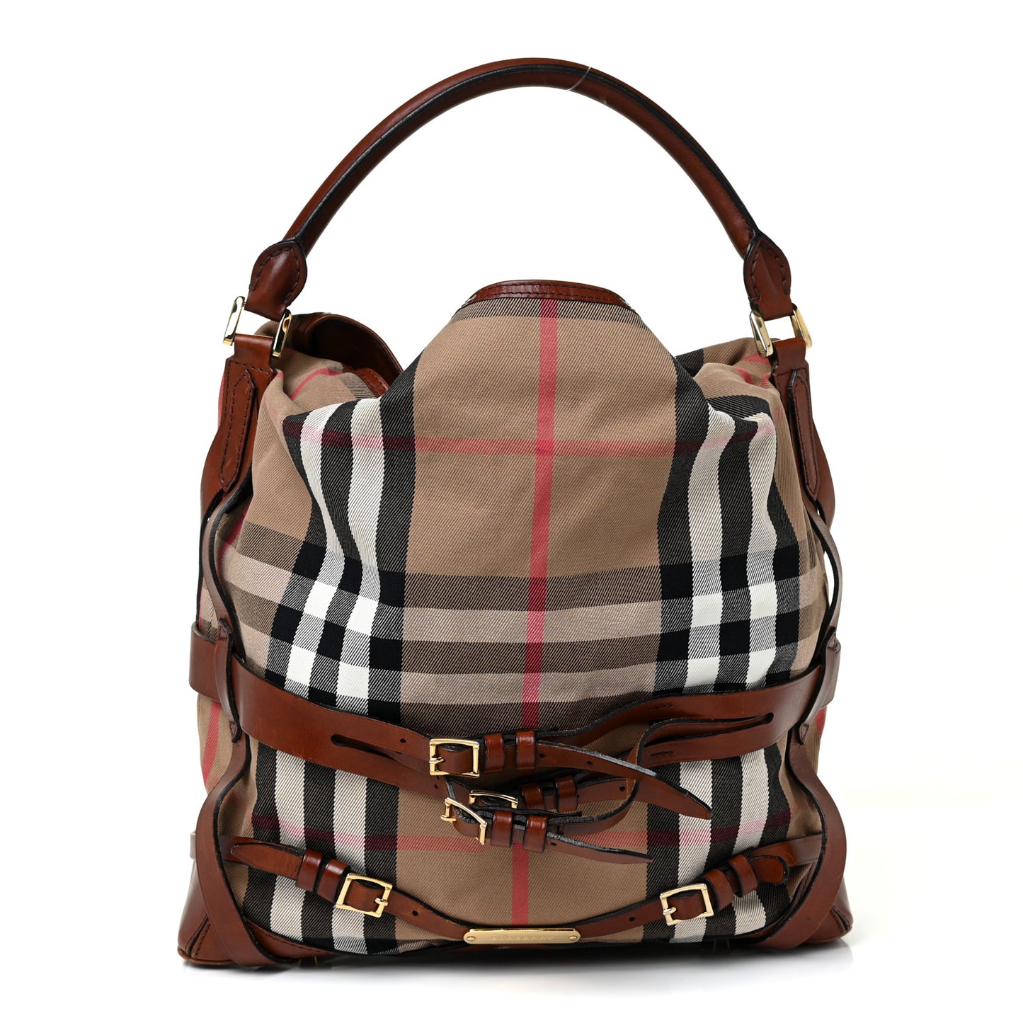 House Check Bridle Calfskin Medium Gosford Hobo Dark Tan