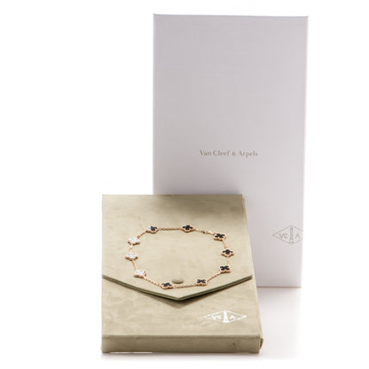 Van Cleef & Arpels 18K Yellow Gold Black Onyx 10 Motifs Vintage Alhambra Necklace 6 of 6